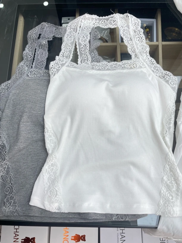 菲菲同款蕾丝边美背