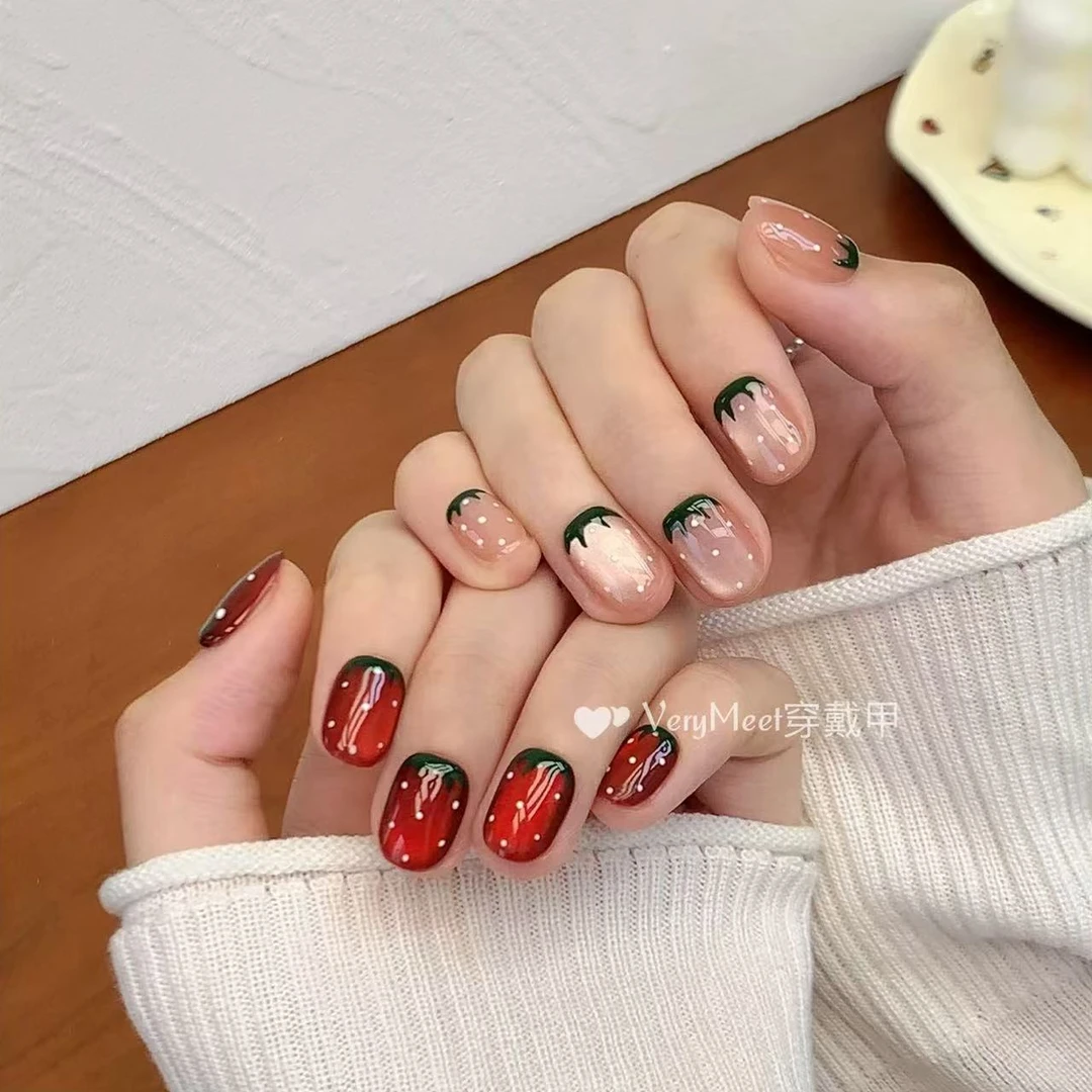 VERY MEET初恋莓果ins可爱红粉猫眼可跳色减龄豆豆甲美甲贴B17