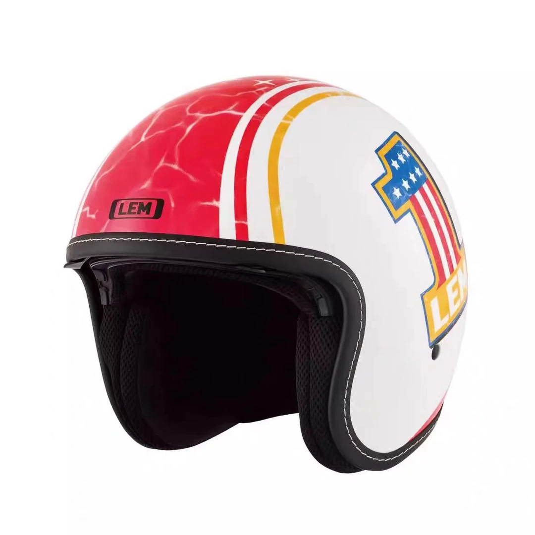 LEM 意大利摩托车头盔哈雷复古半盔四分之一盔踏板车机车头盔男女