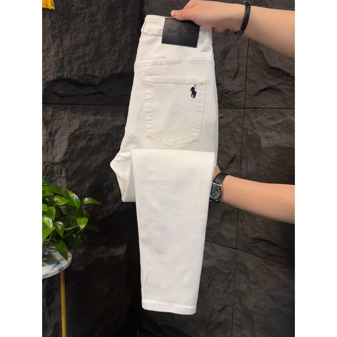 秋冬季新款男士欧货白色牛仔裤帅气休闲潮流高品质时尚轻奢裤子男
