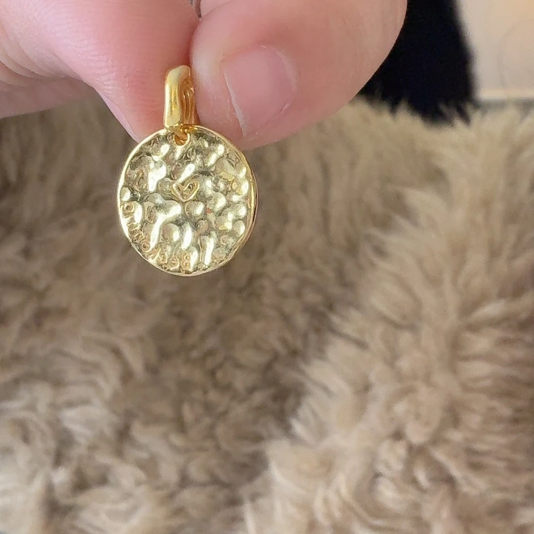 吊坠925银金色圆牌
