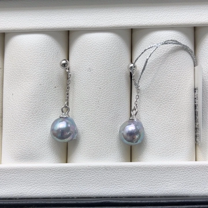 海水珍珠银S925镶嵌耳饰8-9mm 31号