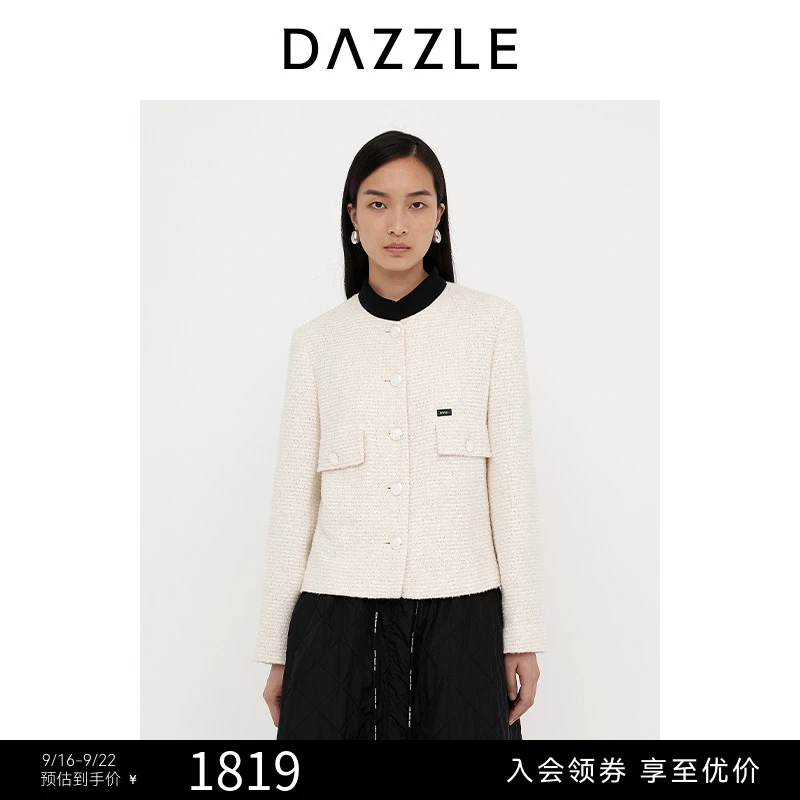 DAZZLE地素 2025春季新款粗花呢短外套2J1F447