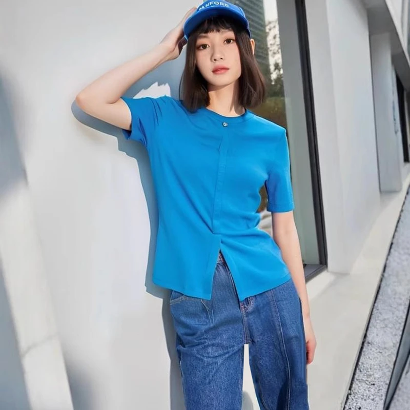 350712【伊系列】小个子短袖修身T恤W23X2T3191