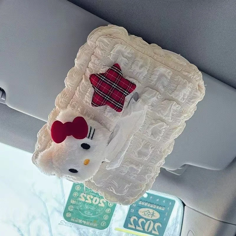 云朵泡芙格车载纸巾盒汽车座椅前后排抽纸袋挂式车用纸巾袋女可爱