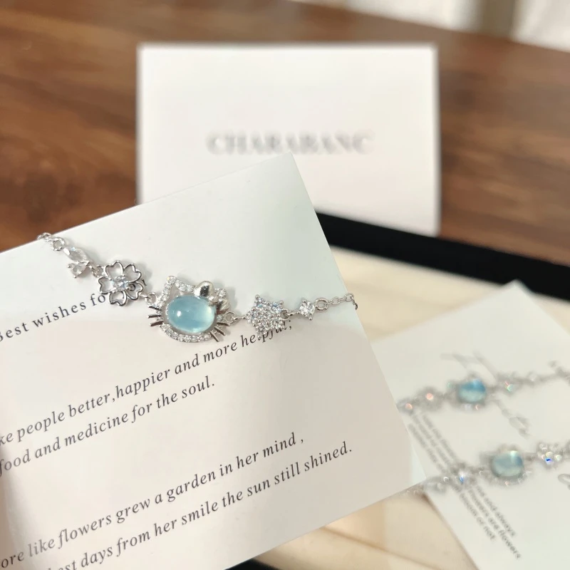 X644[海蓝宝kitty]海蓝宝kitty手链高端轻奢手串多样性发一