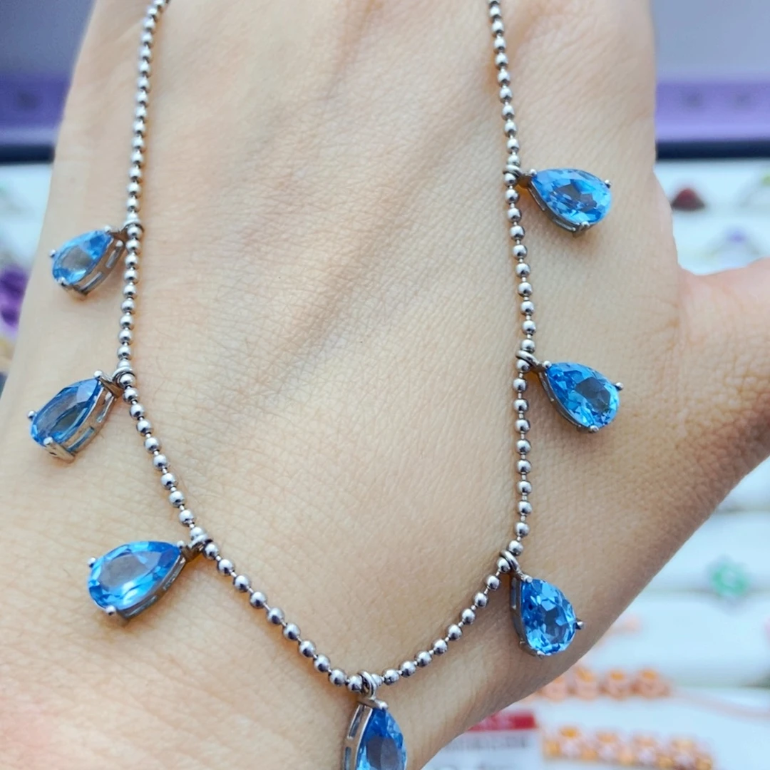 颈饰银S925镶嵌托帕石