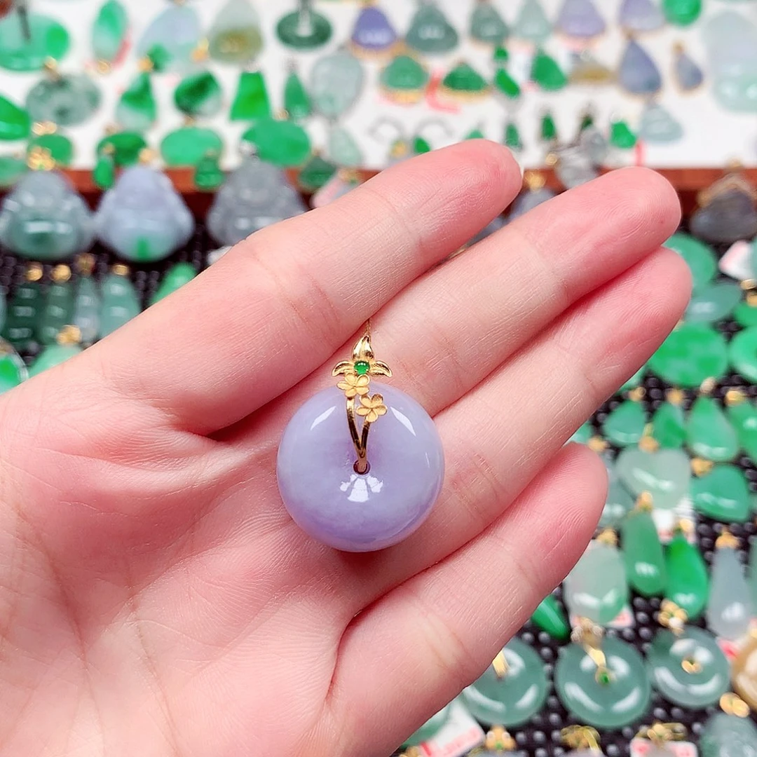 翡翠18K金镶嵌吊坠(不含链)