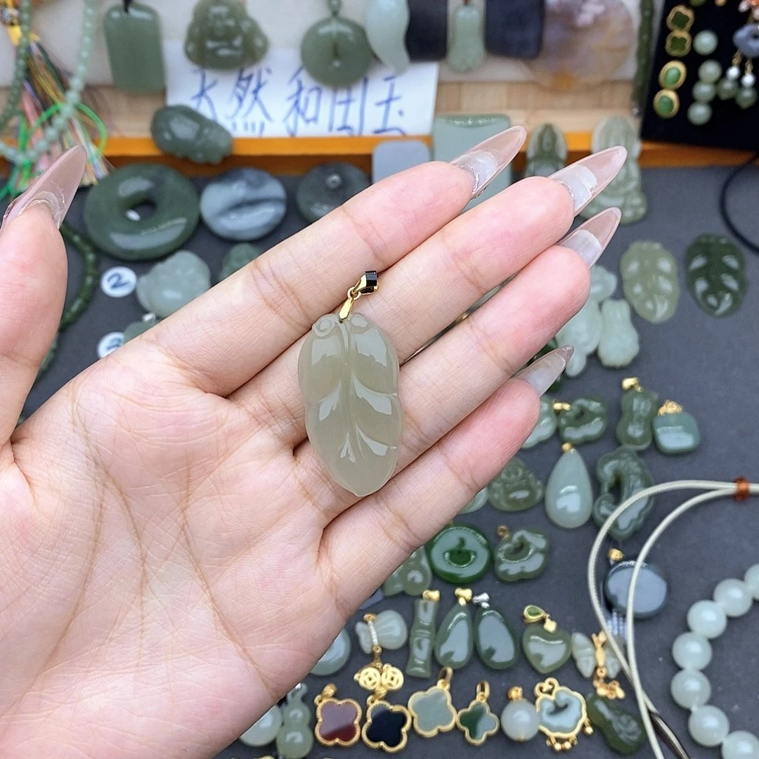 和田玉银S925镶嵌吊坠(不含链)