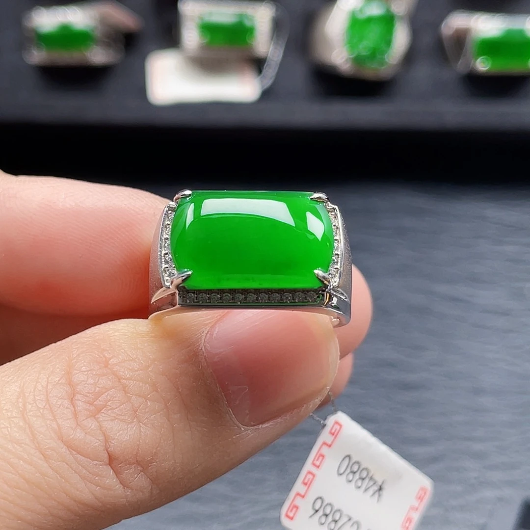 翡翠戒指银S925镶嵌?****?天然a货翡翠2886