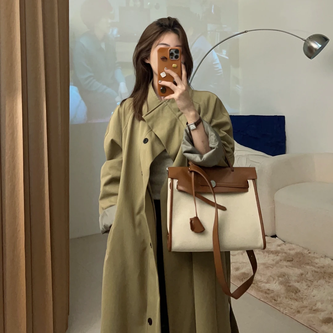 【陈大力】2025韩版春装新款宽松百搭休闲风衣时尚中长款外套女