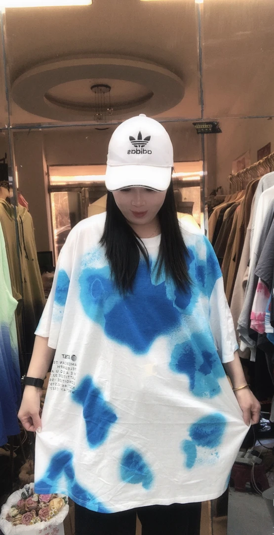 外贸纯棉大码T恤海洋蓝