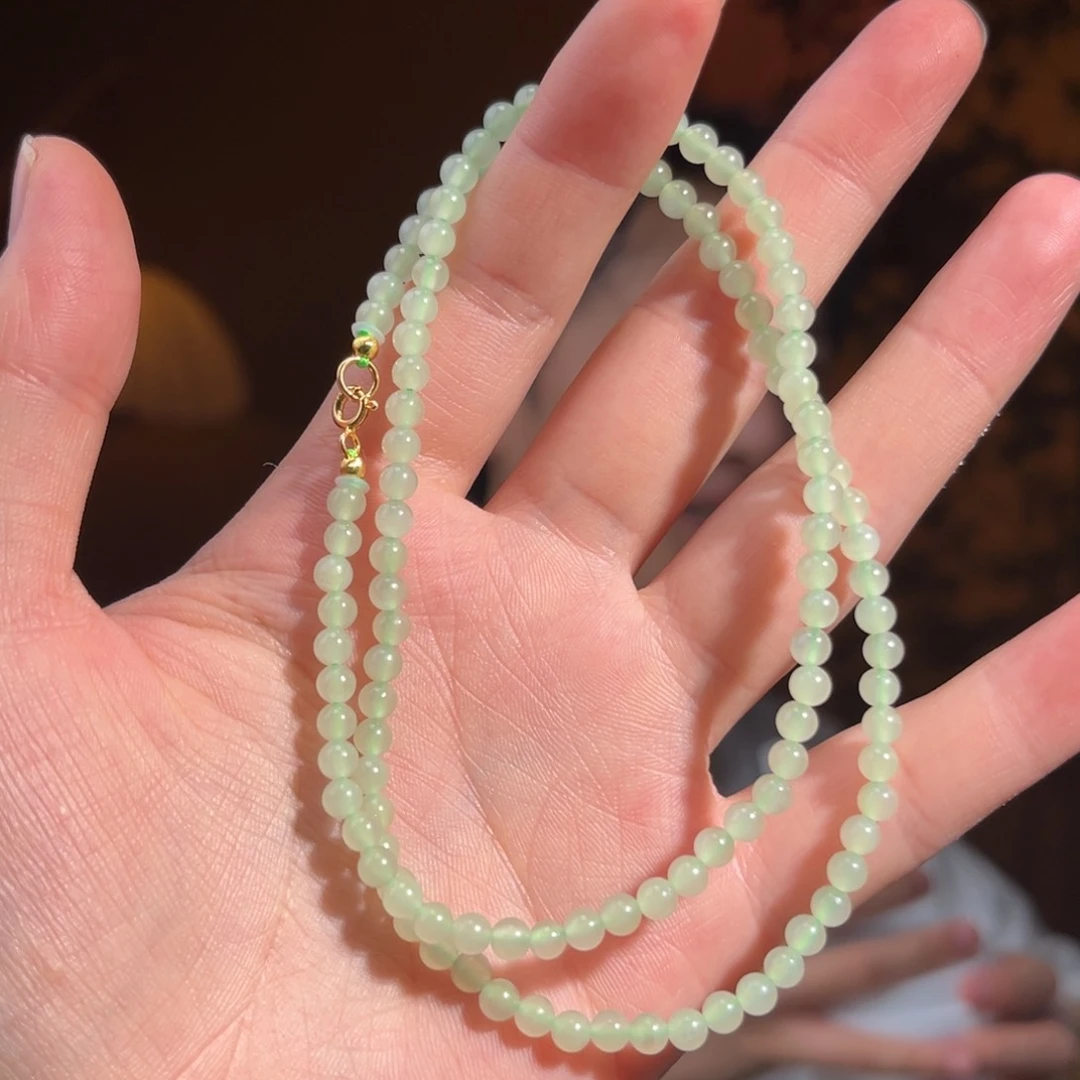 和田玉银S925镶嵌颈饰高冰晴水4mm99