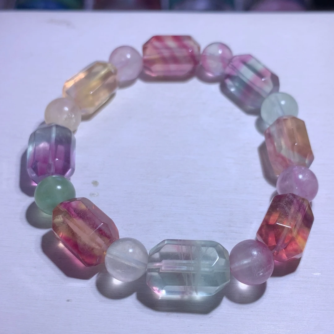 手串银S925镶嵌水晶萤石随形11.2m