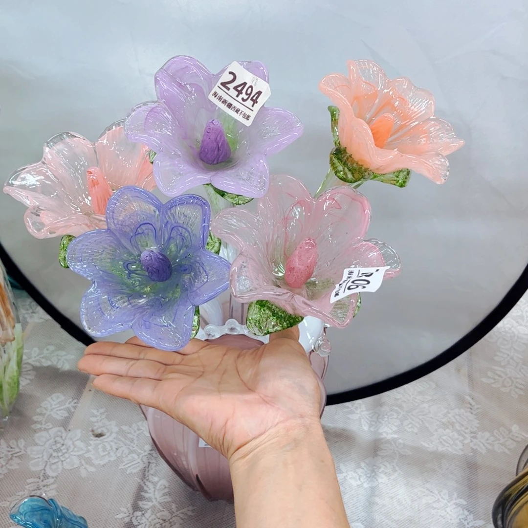 梦**落5朵百合福利，家悦琉璃花瓶摆件