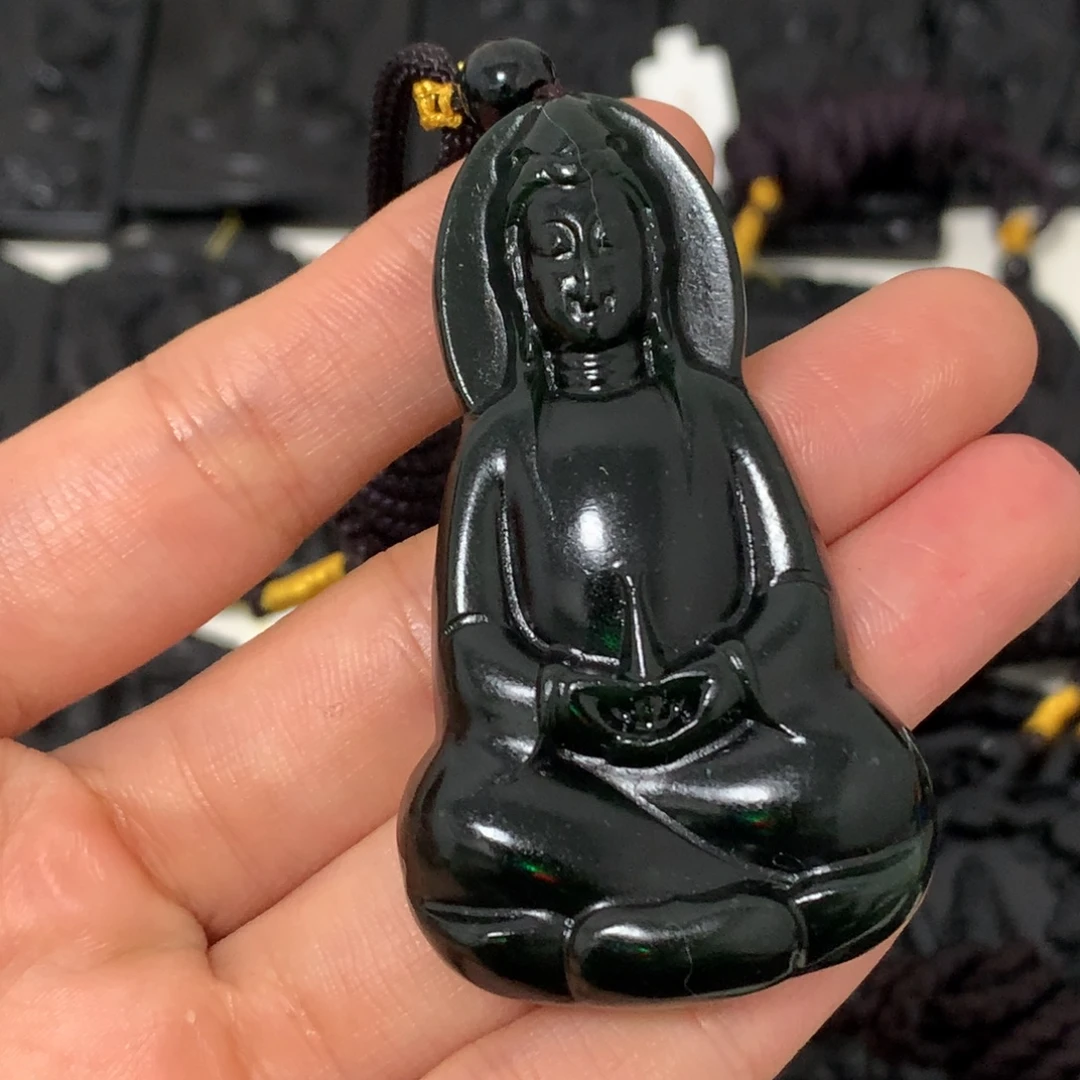 天然缅甸a货钢琴黑挂件