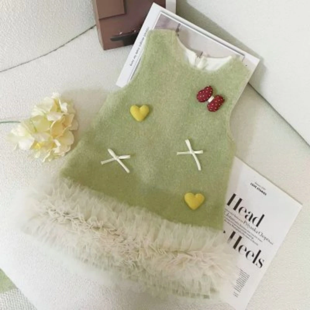 女童无袖连衣裙秋冬裙子新款儿童装夹棉加厚保暖小女孩蓬蓬公主裙