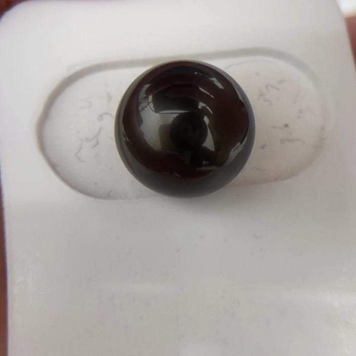 未镶嵌海水珍珠裸珠12.6mm正圆大溪地钢琴黑镜面光