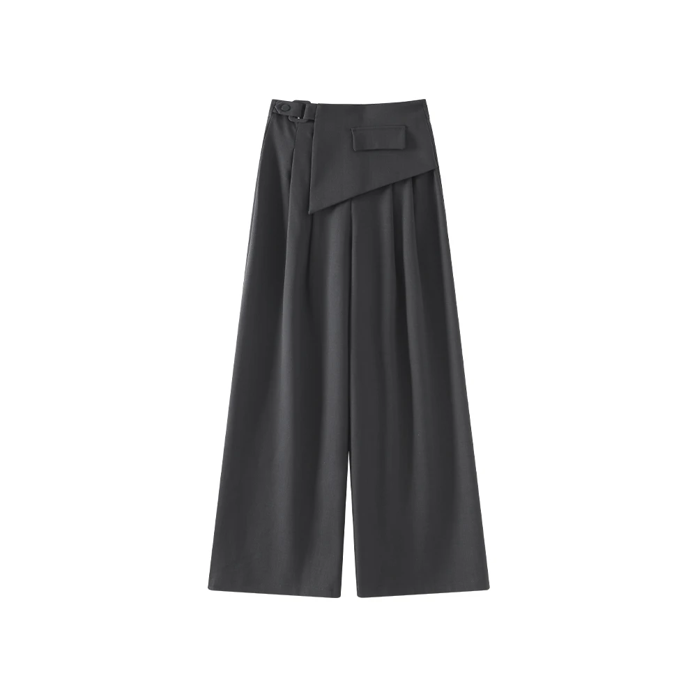 美人访【封后轻奢设计】秋季新款设计高腰直筒女休闲裤7530