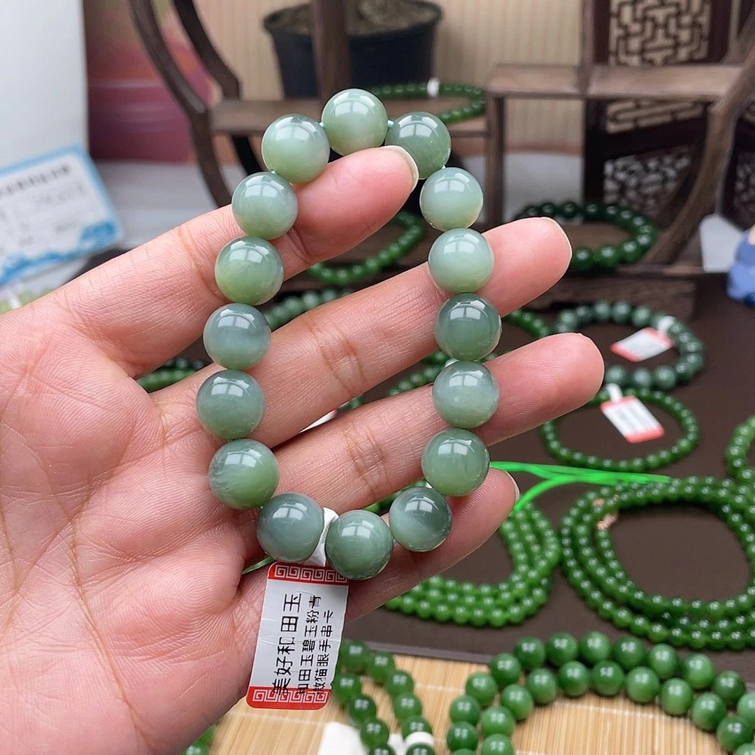 和田玉未镶嵌手链鸭蛋青卡12