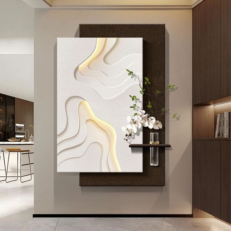 轻奢高级感立体玄关装饰画抽象几何走廊过道挂画客厅壁画2025新款