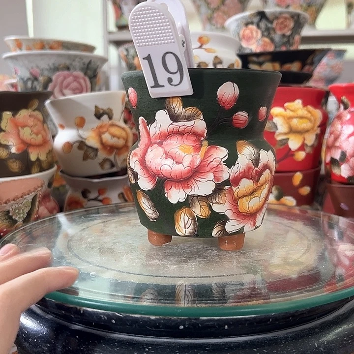 景德镇手绘花盆满38包邮启*雪