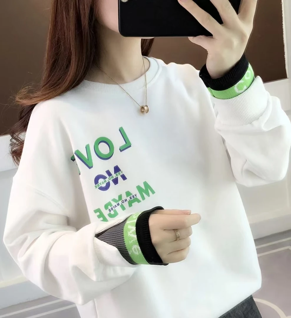 【影姐宠粉】长袖女宽松大码上衣服秋衣遮肉套头卫衣女装打底衫Y133