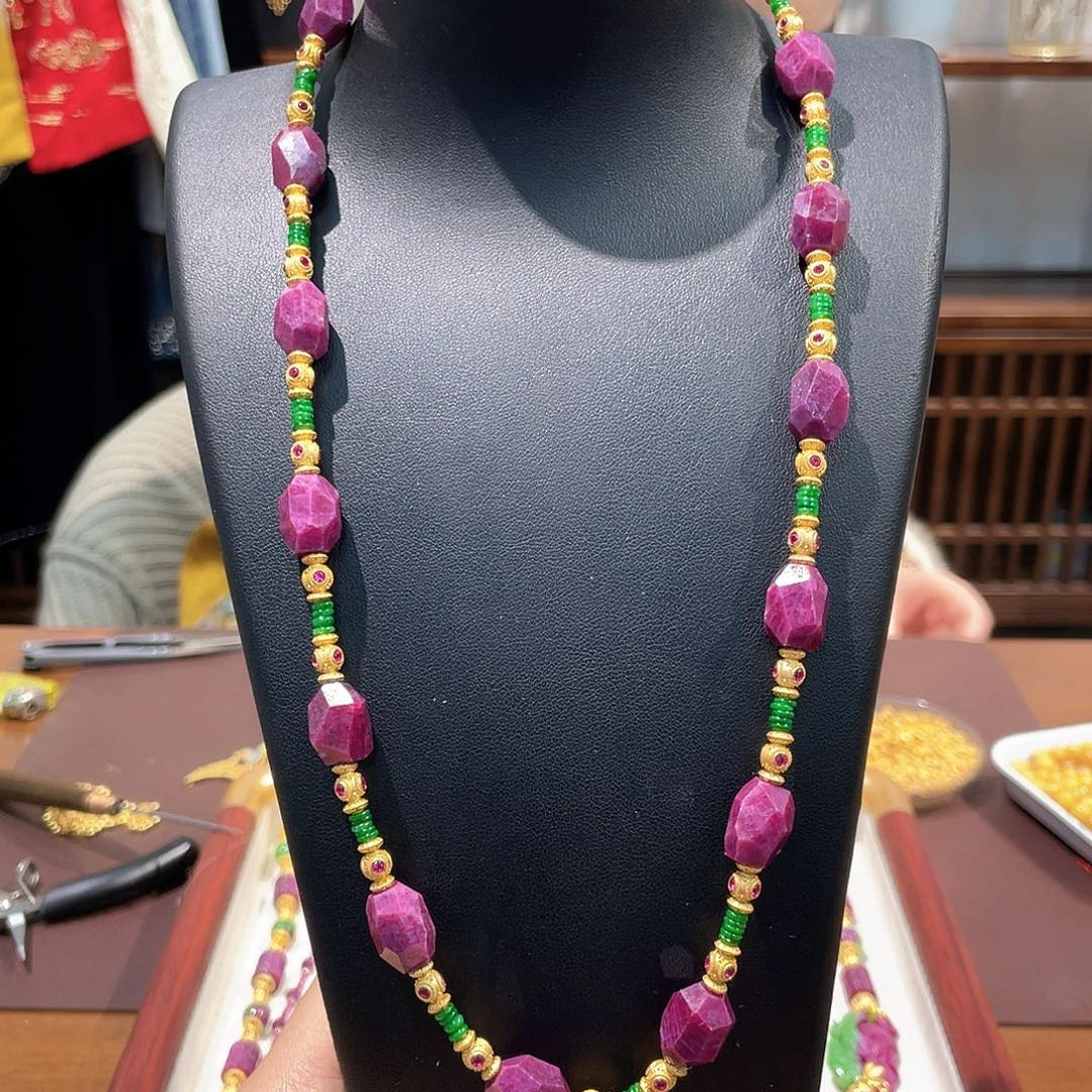 锦纶非金属红宝项链