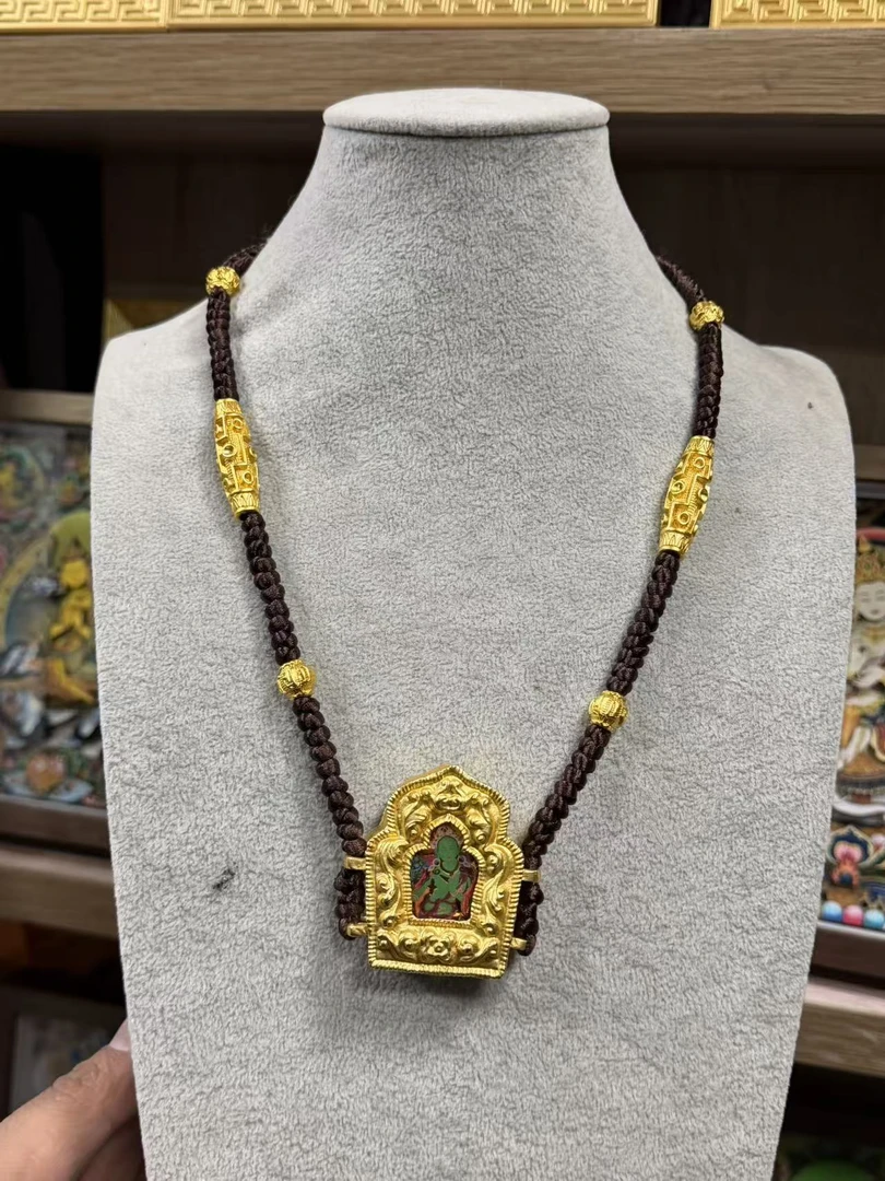 2025新款藏族圆形精品铜合金复古不掉色嘎乌盒铜合金藏式金色