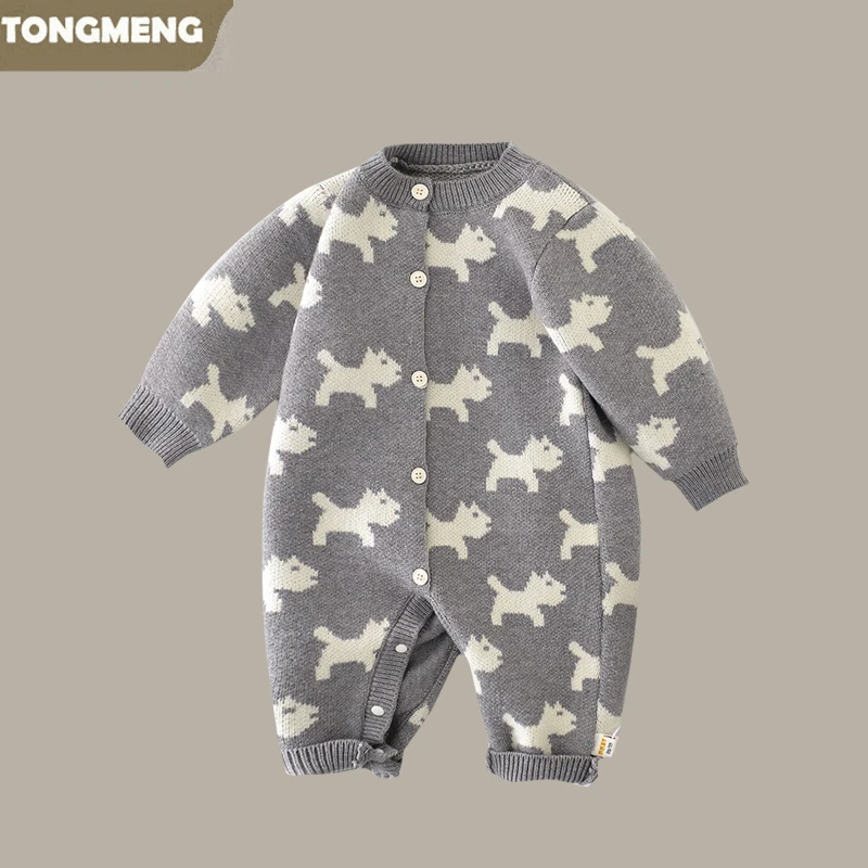婴儿毛衣春秋装哈衣洋气男女宝宝长袖针织连体衣百天毛线衣爬爬服