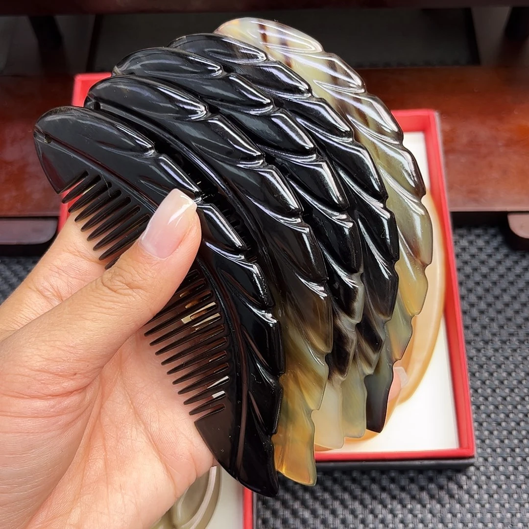 纯手工制作纯牛角梳子