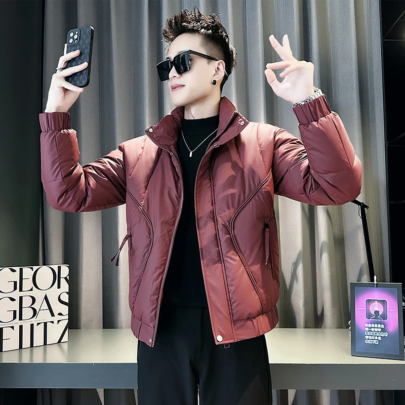 PinkAvril冬季短款羽绒棉服男士潮牌工装立领棉衣高级感冬装外套