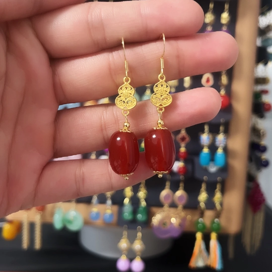 锆石纯铜925银耳饰