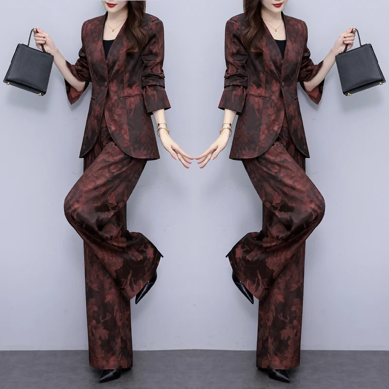 高贵西装三件套女装2025春秋新款阔腿裤长袖名媛西服气质时尚套装