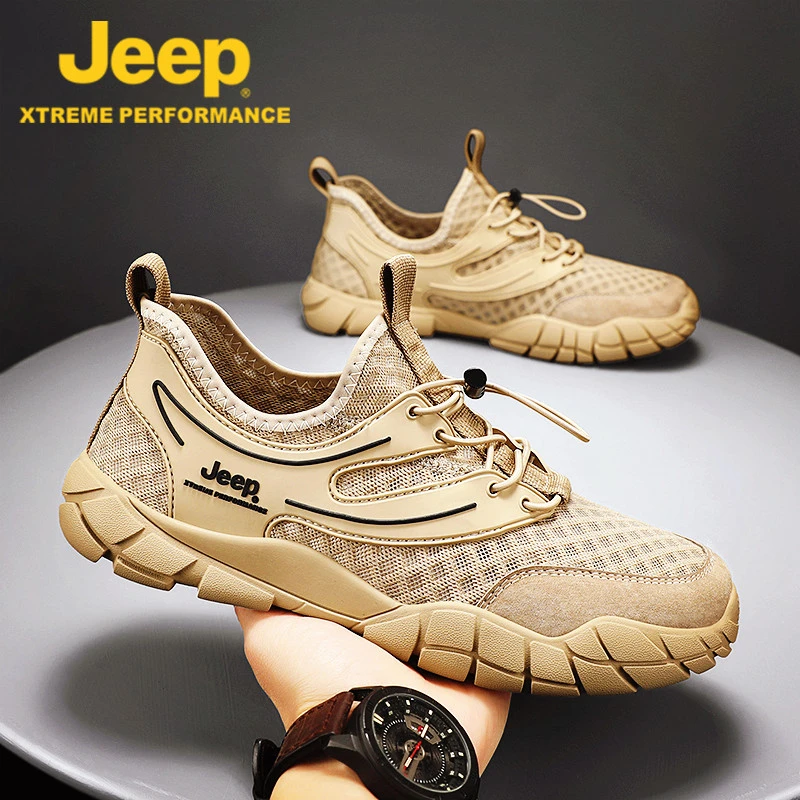jeep吉普运动鞋男鞋春季2025新款登山软底网面休闲鞋男士鞋子男款