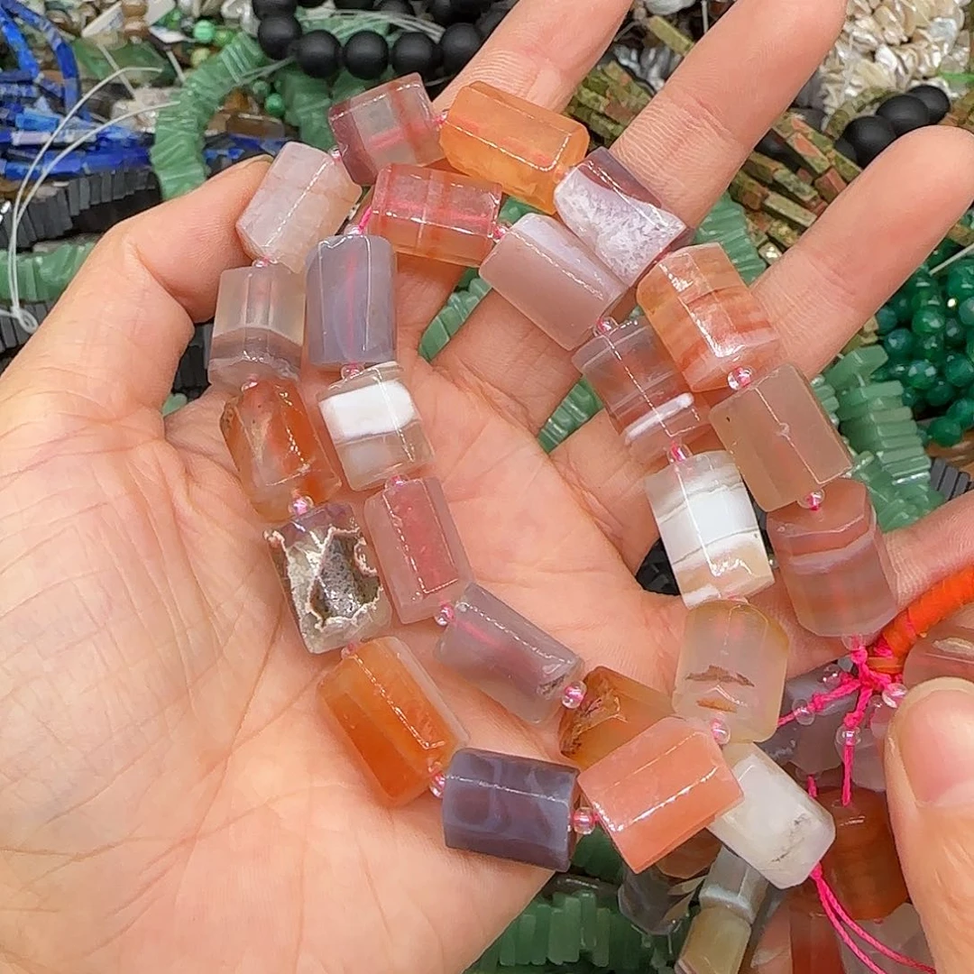 玛瑙/玉髓合金珠宝半成品波斯湾玛瑙桶珠8mm一条