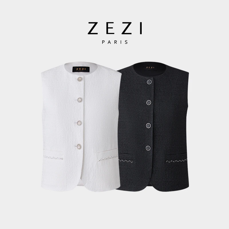 ZEZI【香榭套】日本进口三菱三醋酸_马甲H版型时尚休闲商务通勤马甲