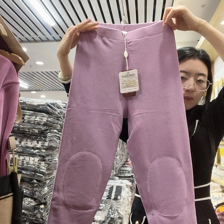 女童紫色羊毛蚕丝450克保暖裤紫色