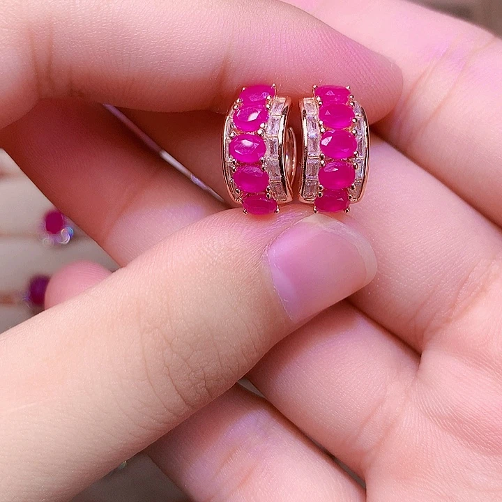红宝石戒指银S925镶嵌