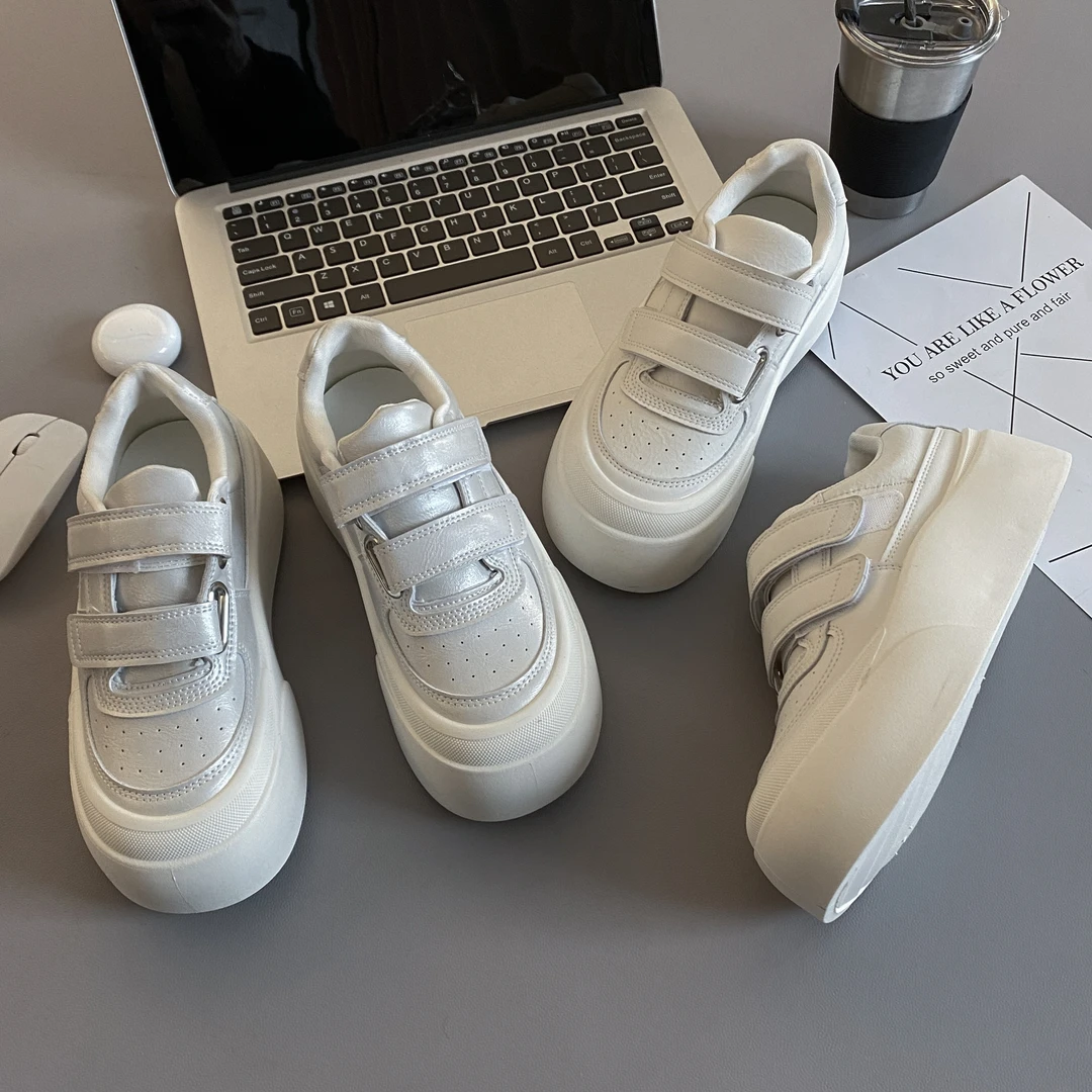 贾不假魔术贴小白鞋2025夏季新款休闲板鞋时尚百搭厚底轻便运动鞋