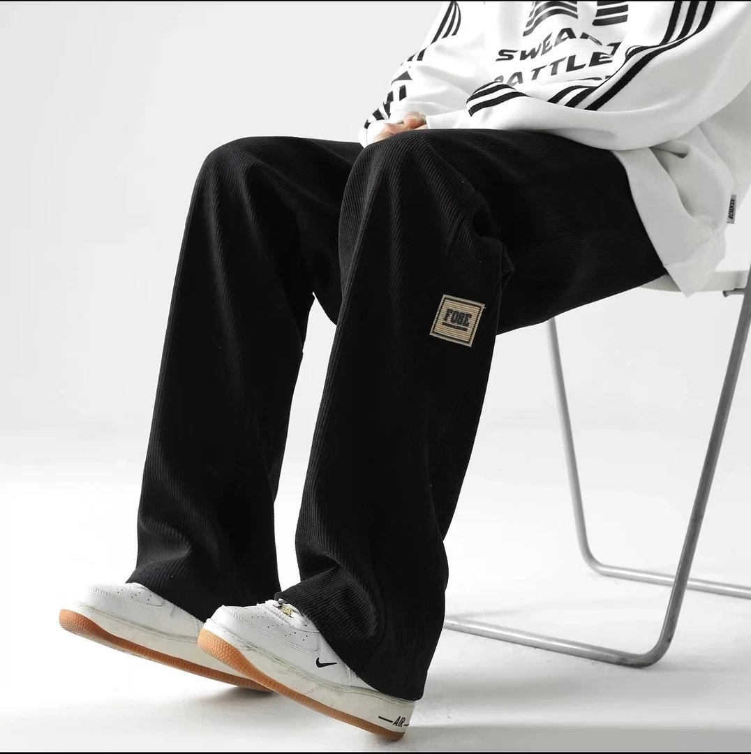 CK9038 N 时尚潮牌美式宽松加绒卫裤男秋冬潮流阔腿休闲裤