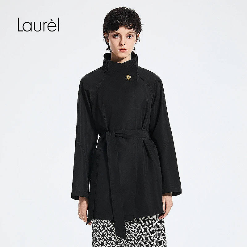 Laurel劳芮25秋新款立领干练系带风衣女LWD365F00900