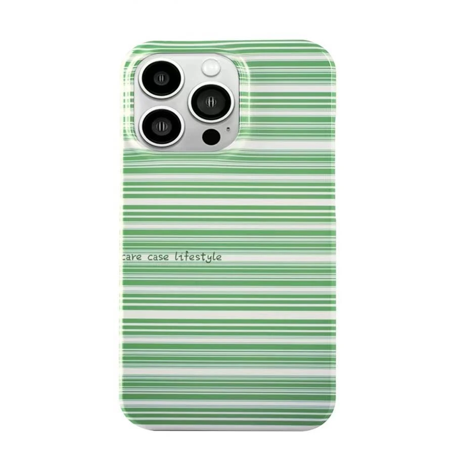 手机壳iphone13proxsmax15壳16适用硬绿色全包条纹半包菲林