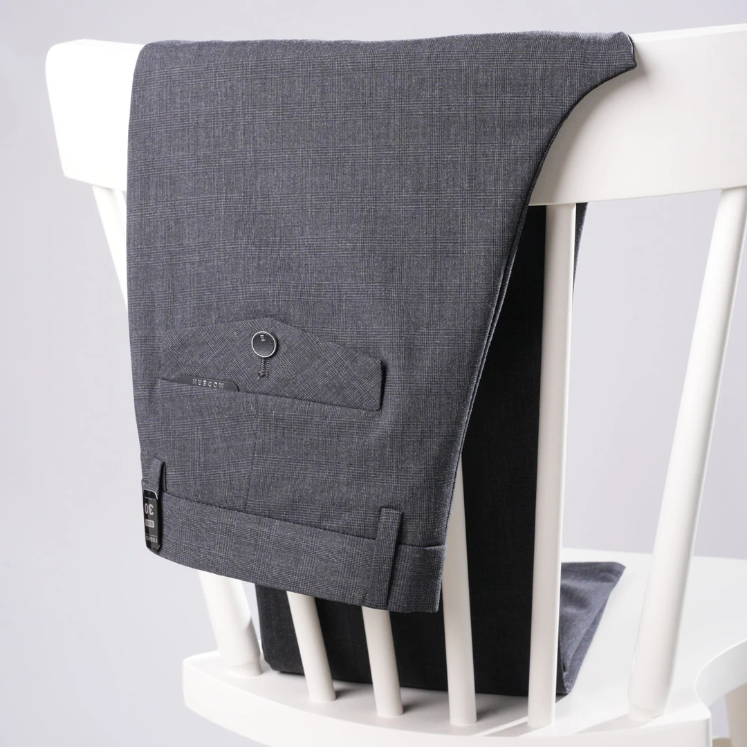 夏季新品格纹兜盖款时尚凉爽亲肤男士休闲裤轻奢英伦风直筒男裤