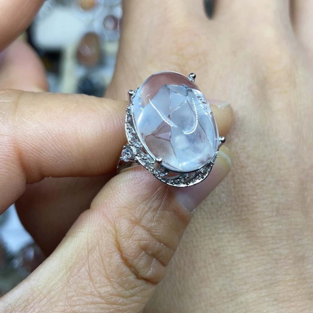 【闪购商品】银S925镶嵌珠宝半成品水晶戒指