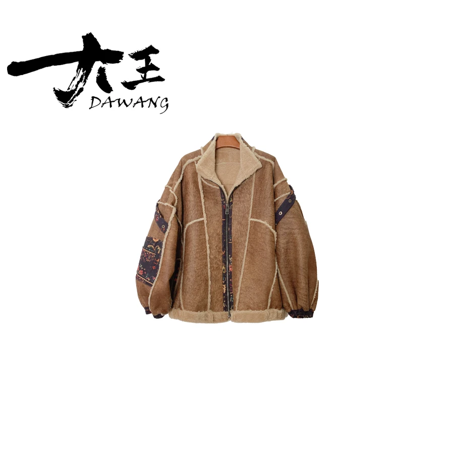 DAWANG | 2025设计师款休闲短款皮毛一体短外套A628
