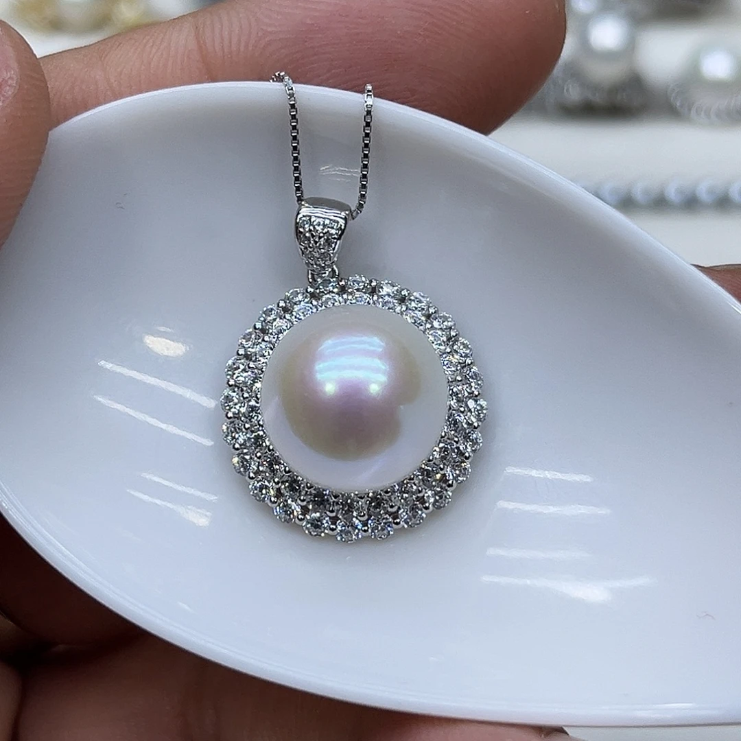 淡水珍珠银S925镶嵌颈饰