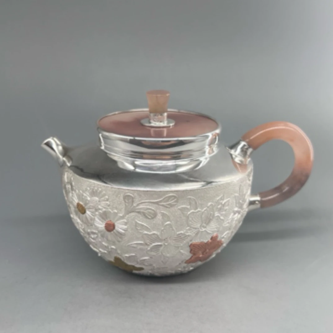 重工万花粉彩樱花玉泡茶壶