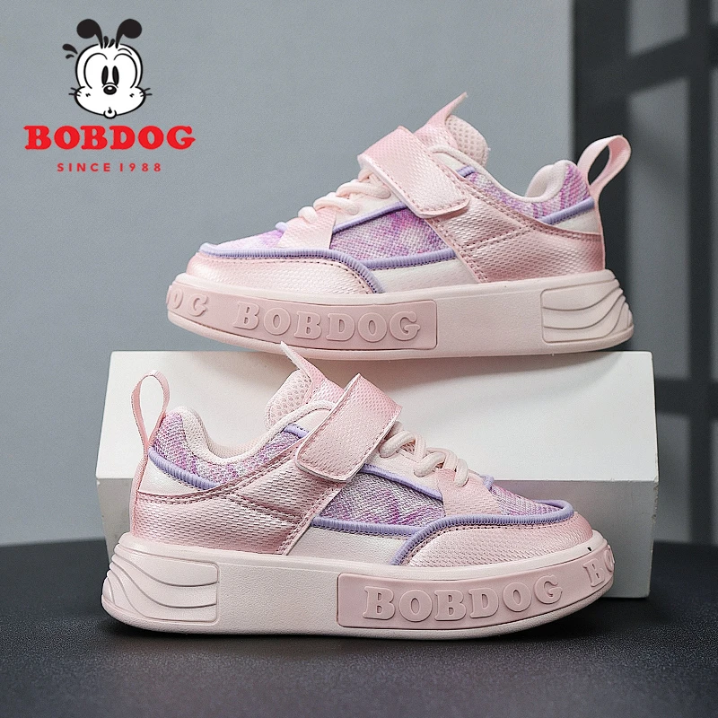 巴布豆女童板鞋透气网面2025春秋新款运动鞋轻便防滑软底儿童鞋子