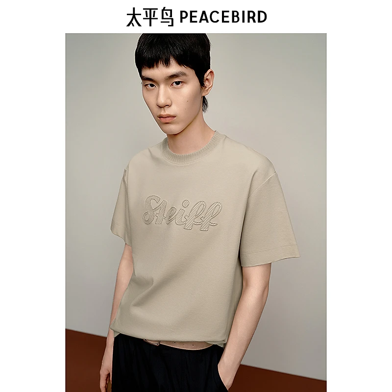 【Steiff泰迪熊联名】太平鸟男装重磅立体刺绣短袖T恤潮B1CNF2315